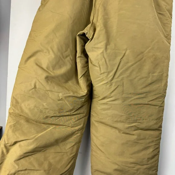 Vtg Eddie Bauer Mens Goose Down Bib Overalls Sz S/M Tan Khaki